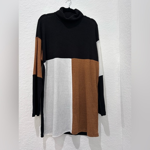 SHEIN • Brown & Black Blocked Sweater Dress • sz L • - Picture 1 of 6